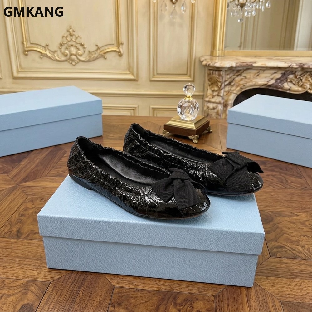 Leather Work Women Shoes - Zapatos Planos de Ballet para Mujer