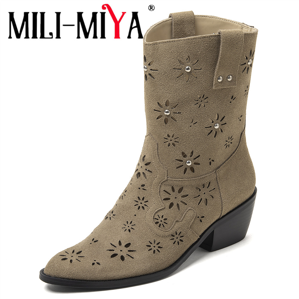 Leather Work Outfit - MILI-MIYA 2026 Botines Vaqueros Occidentales para