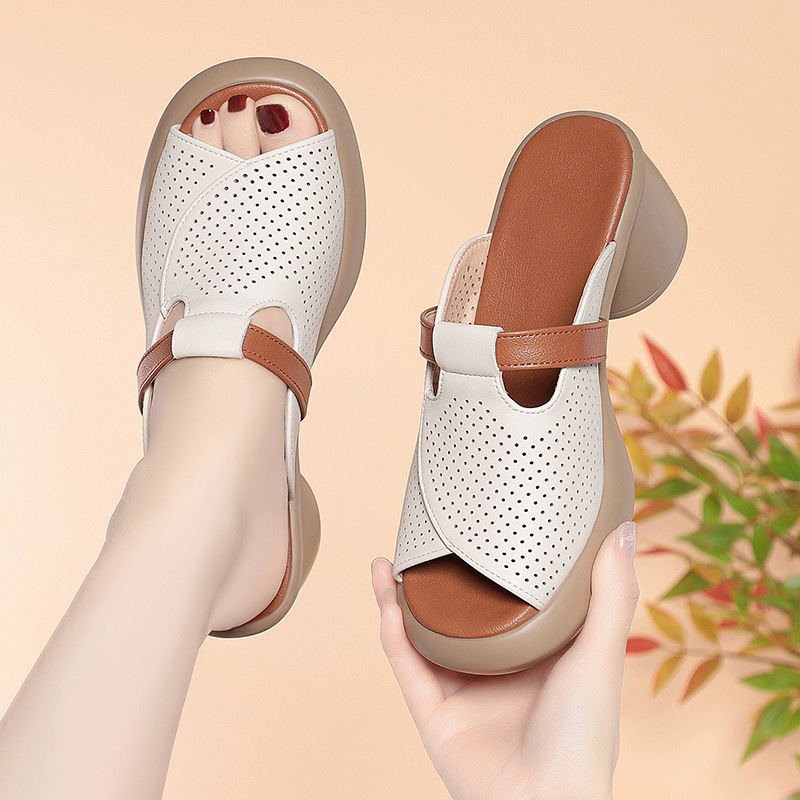 Sandalias de cuero suave con t - Leather Work Women Shoes reseña y precio