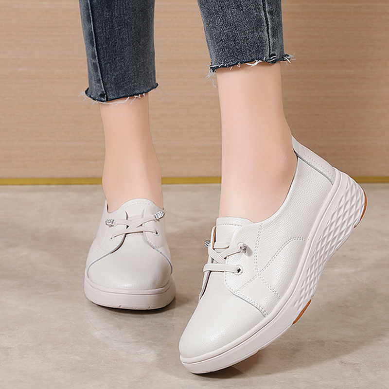 Zapatos blancos cómodos para m - Leather Work Women Shoes reseña y precio