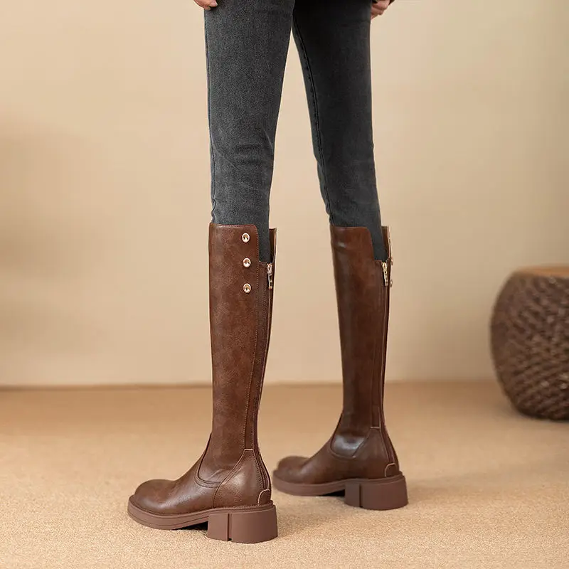 Otoño Invierno tacón medio señ - Leather Work Women Shoes reseña y precio